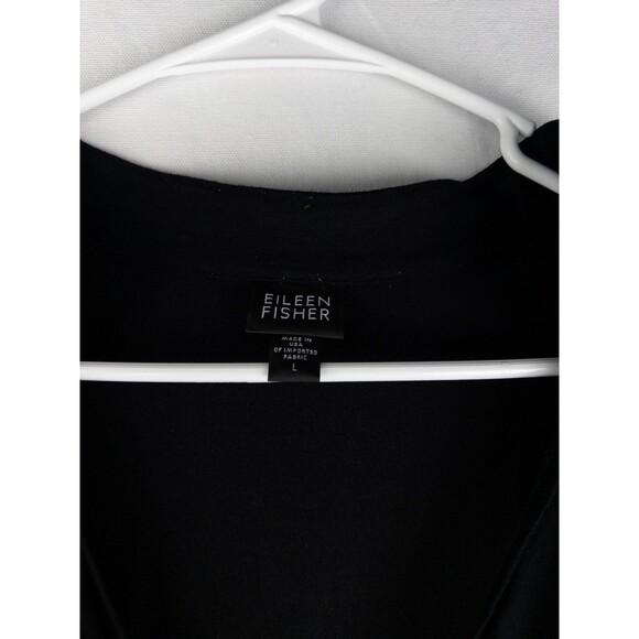 Eileen Fisher Blouse Womens L Black Minimalist Rayon Blend Solid Oversized - Picture 2 of 10